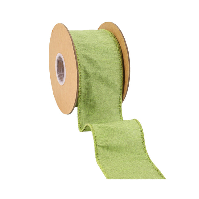 2 1/2" Wired Dupioni Ribbon | 10 Yards | Apple Green LaRibbons and Crafts