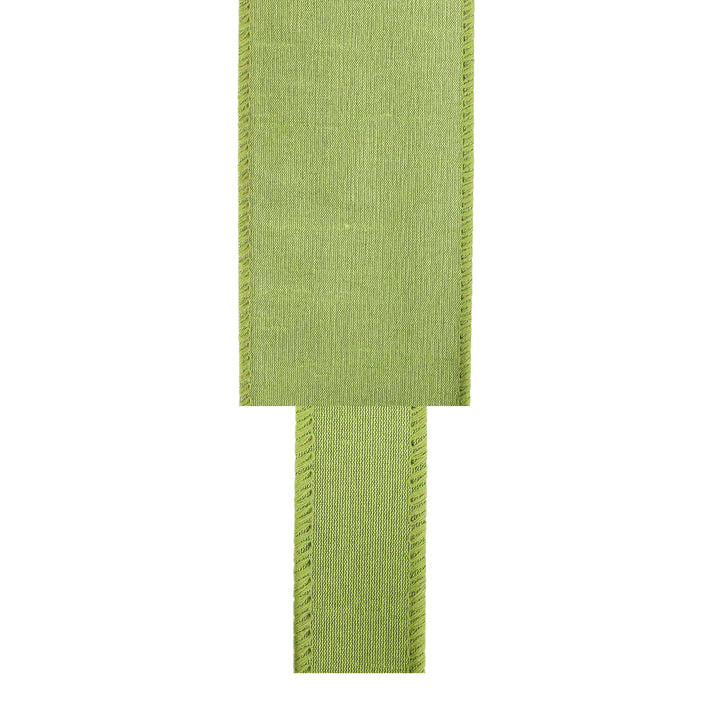 2 1/2" Wired Dupioni Ribbon | 10 Yards | Apple Green