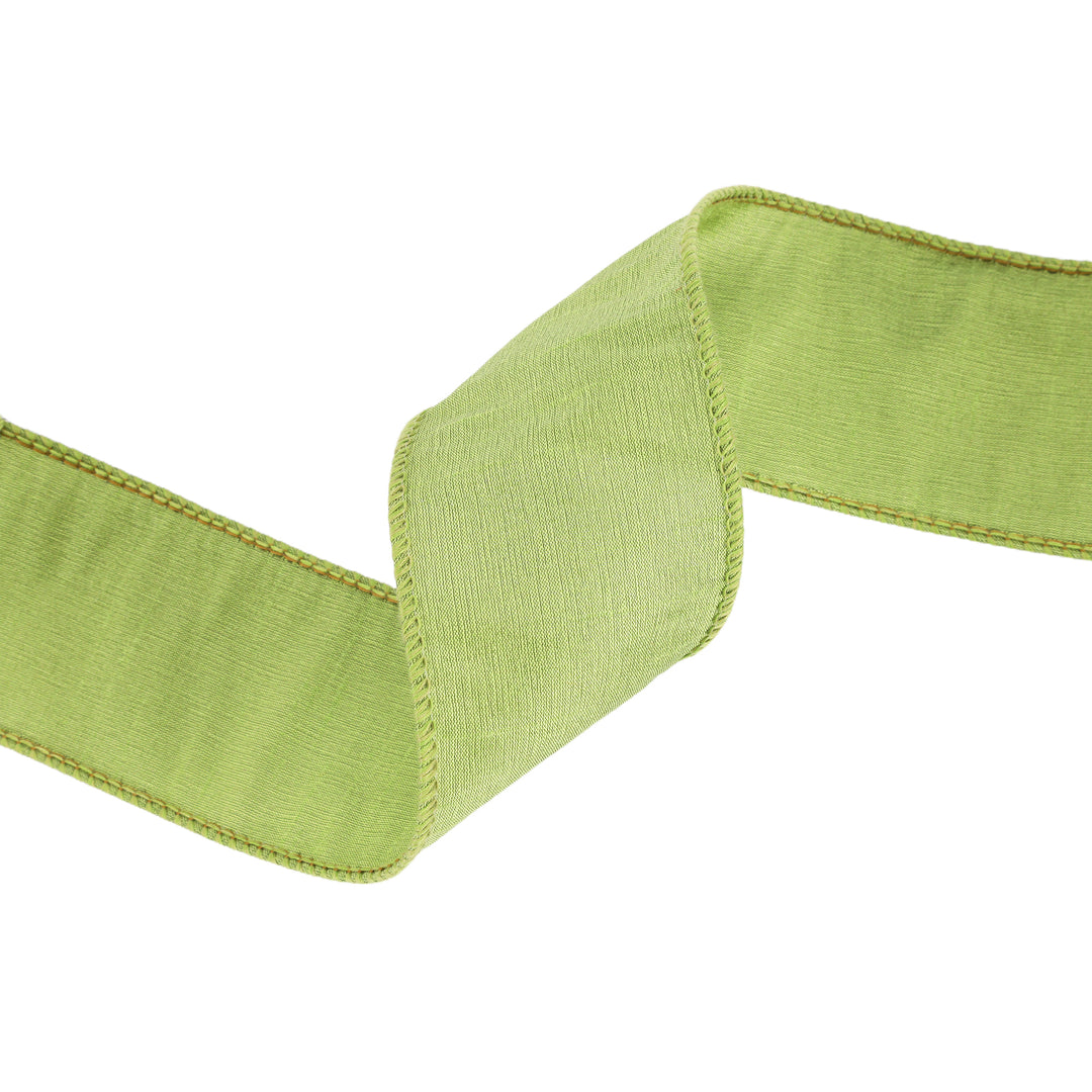 2 1/2" Wired Dupioni Ribbon | 10 Yards | Apple Green