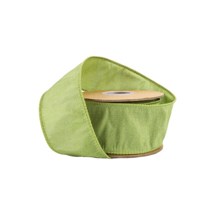 2 1/2" Wired Dupioni Ribbon | 10 Yards | Apple Green
