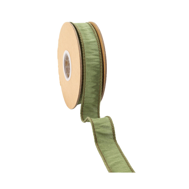 1" Wired Dupioni Ribbon | 10 Yards | Moss