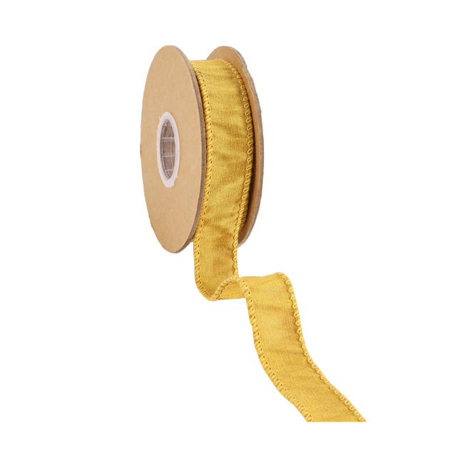 1" Wired Dupioni Ribbon | 10 Yards | Gold LaRibbons and Crafts