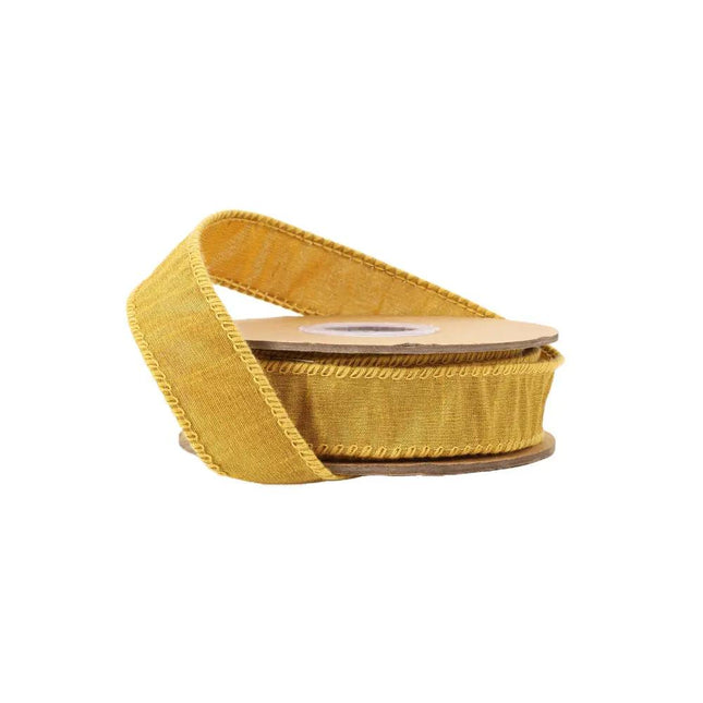 1" Wired Dupioni Ribbon | 10 Yards | Gold LaRibbons and Crafts