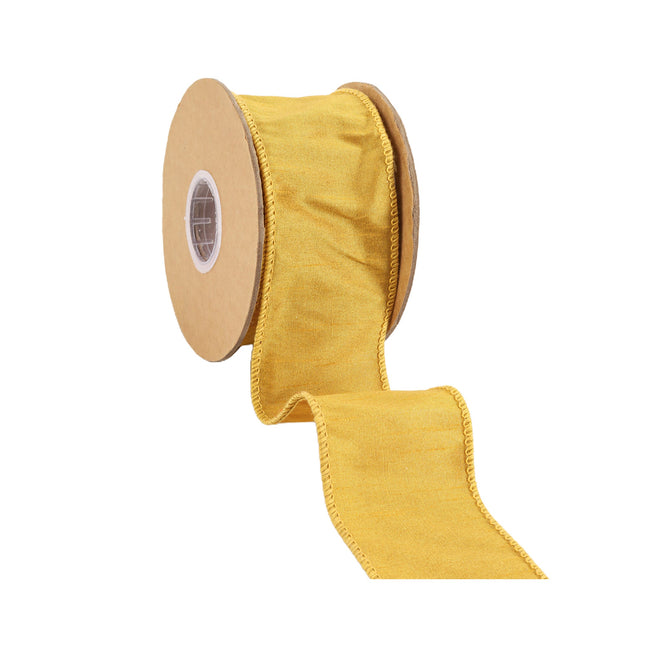 2 1/2" Wired Dupioni Ribbon | 10 Yards | Gold LaRibbons and Crafts