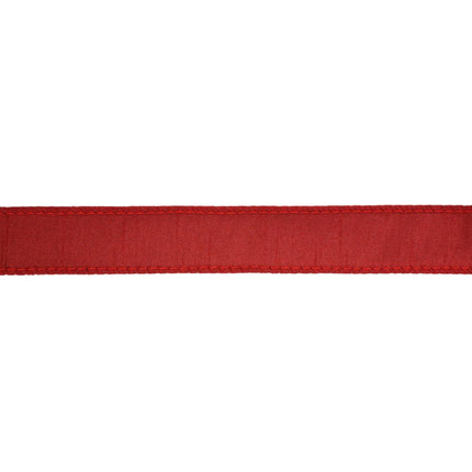 Red Wired Dupioni Ribbon, Neat Stitched Edges, Smooth Texture, Premium Craftsmanship.