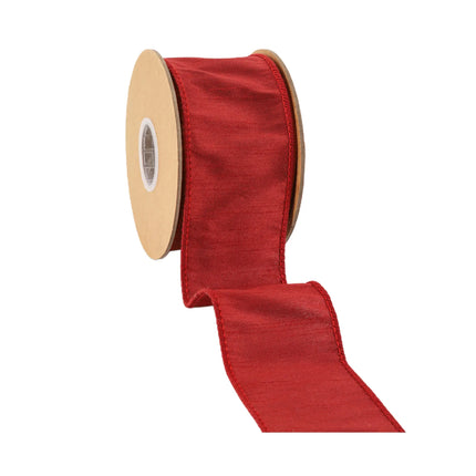 2 1/2" Fall Plaid and 2 1/2 Bordeaux with 1" Navel Dupioni Ribbon Bundle | 3 Rolls | 30 Yards