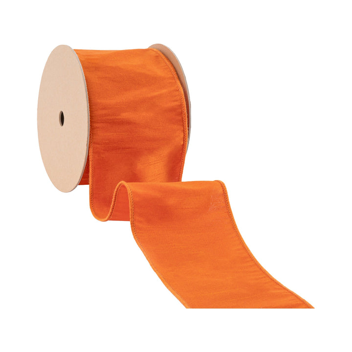4" Wired Dupioni Ribbon | Pumpkin | 10 Yard Roll LaRibbons and Crafts