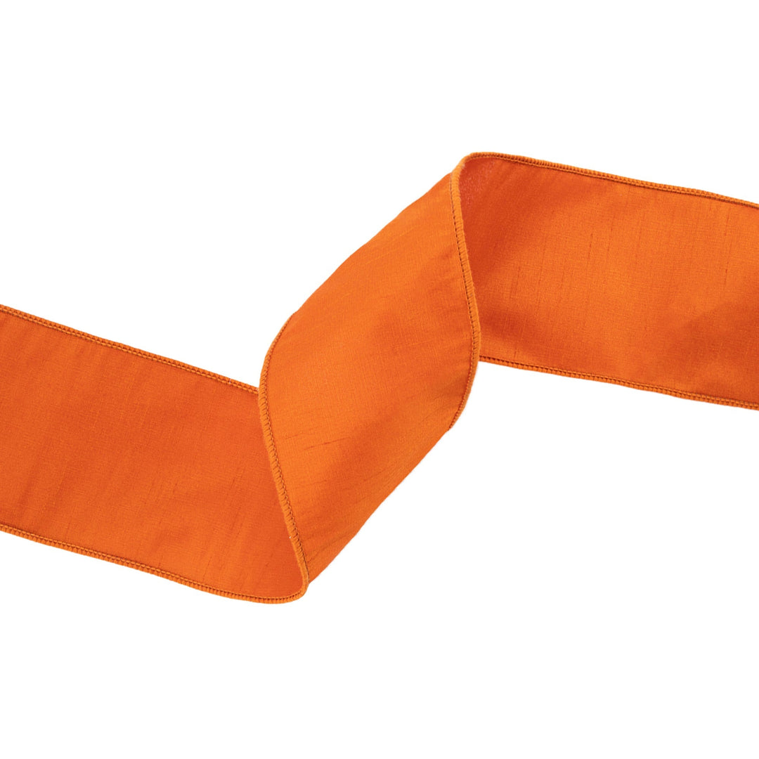 4" Wired Dupioni Ribbon | Pumpkin | 10 Yard Roll LaRibbons and Crafts