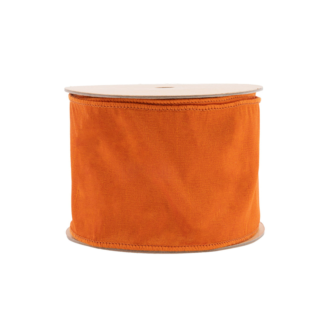 4" Wired Dupioni Ribbon | Pumpkin | 10 Yard Roll LaRibbons and Crafts