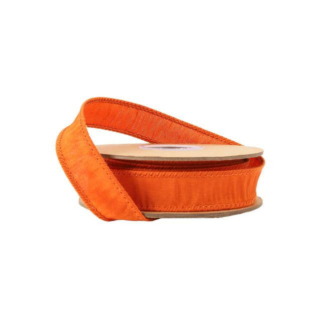 1" Wired Dupioni Ribbon | 10 Yards | Pumpkin LaRibbons and Crafts