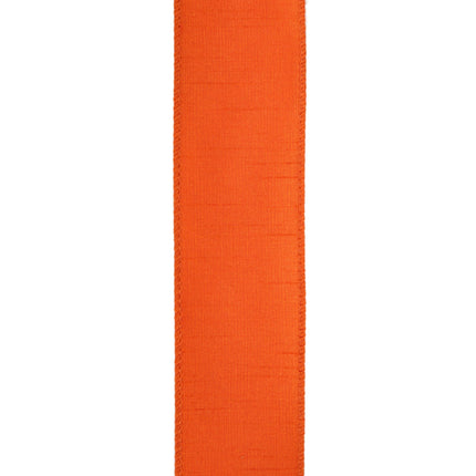 2 1/2" Wired Dupioni Ribbon | 10 Yards | Pumpkin LaRibbons and Crafts