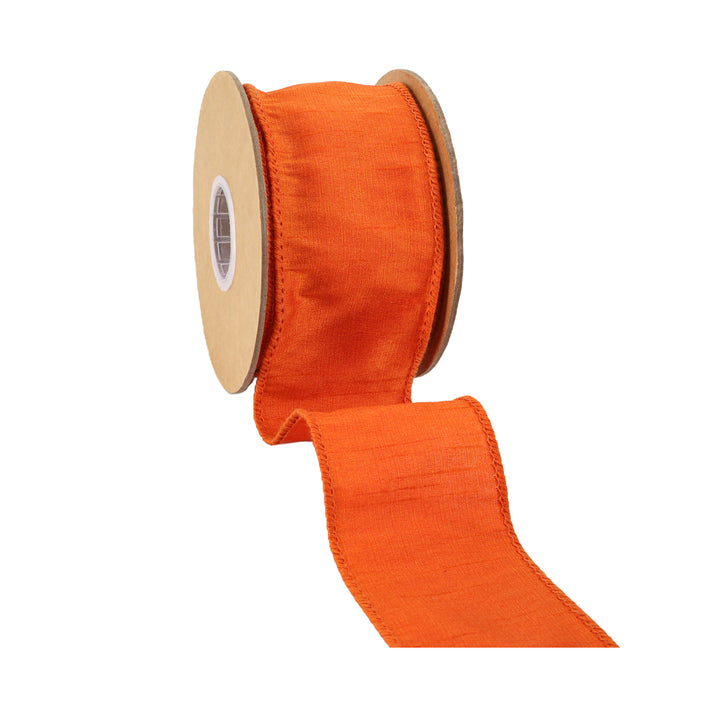 2 1/2" Wired Dupioni Ribbon | 10 Yards | Pumpkin