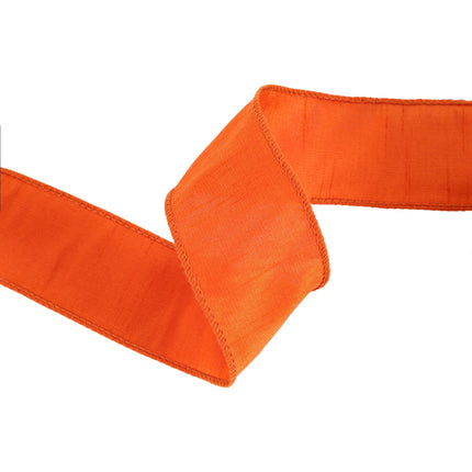 2 1/2" Wired Dupioni Ribbon | 10 Yards | Pumpkin LaRibbons and Crafts