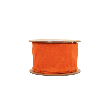 2 1/2" Wired Dupioni Ribbon | 10 Yards | Pumpkin LaRibbons and Crafts