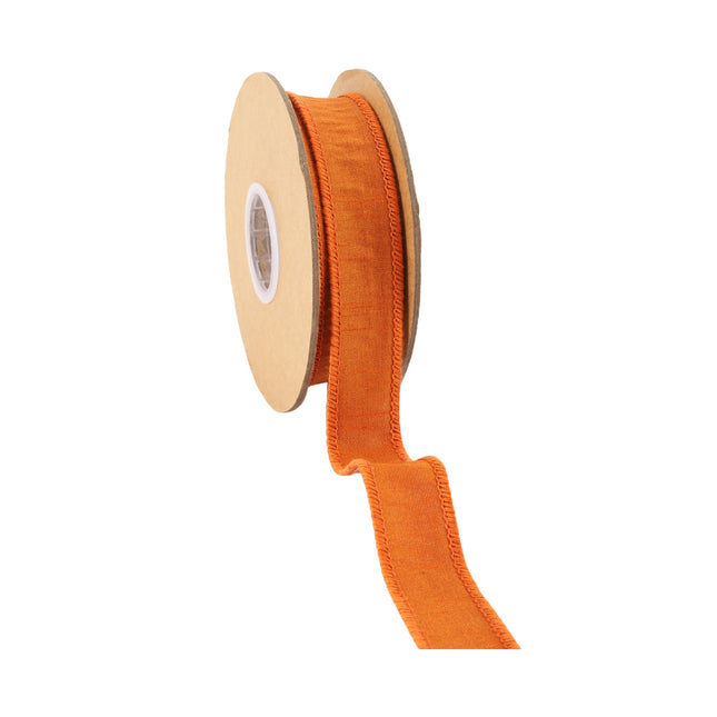 1" Wired Dupioni Ribbon | 10 Yards | Burnt Orange LaRibbons and Crafts