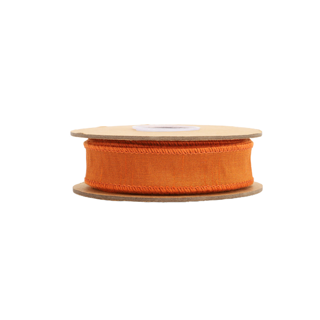 1" Wired Dupioni Ribbon | 10 Yards | Burnt Orange