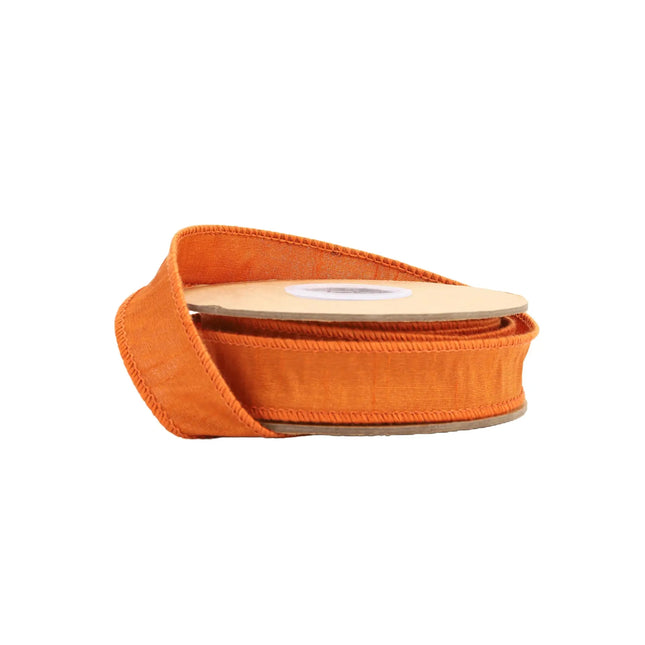 1" Wired Dupioni Ribbon | 10 Yards | Burnt Orange LaRibbons and Crafts