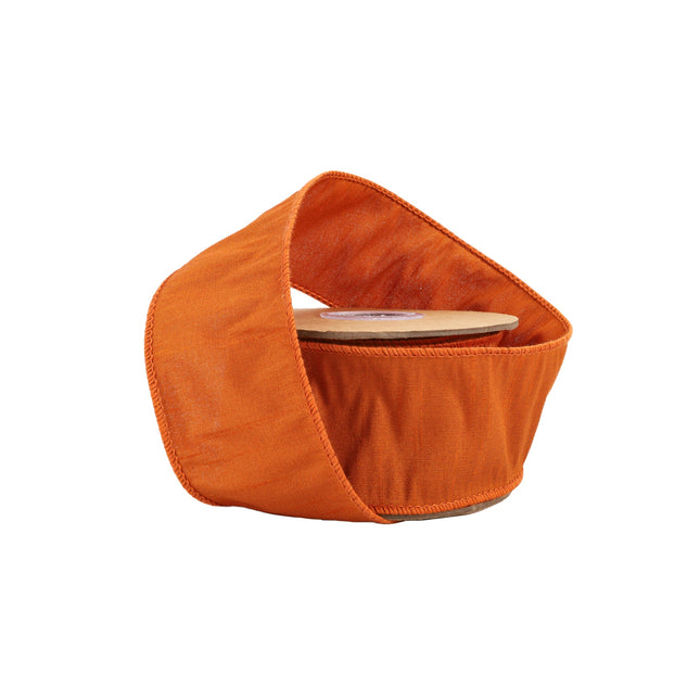 2 1/2" Wired Dupioni Ribbon | 10 Yards | Burnt Orange LaRibbons and Crafts
