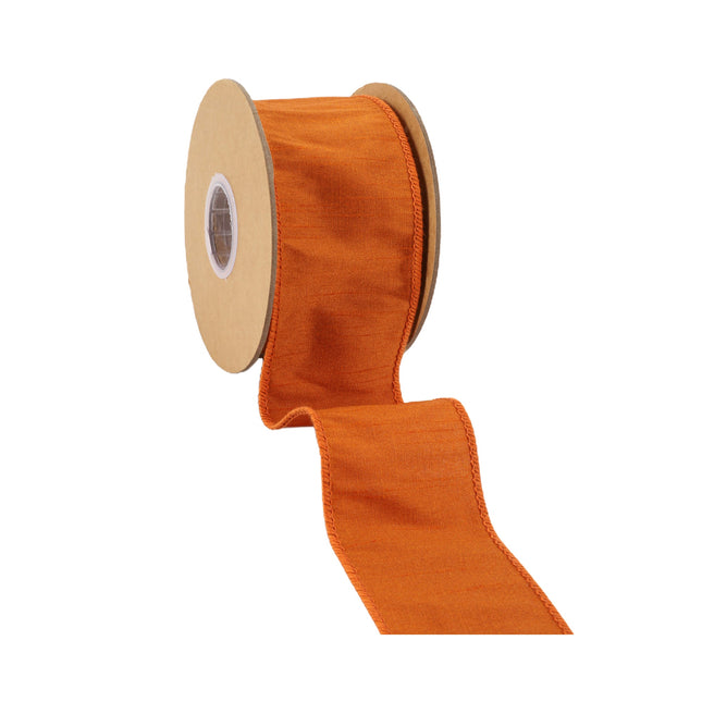 2 1/2" Wired Dupioni Ribbon | 10 Yards | Burnt Orange LaRibbons and Crafts