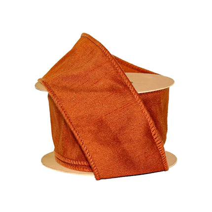 2 1/2" Canvas Ghost/Check and 2 1/2" Burnt Orange with 1" Black Dupioni Ribbon Bundle | 3 Rolls | 30 Yards