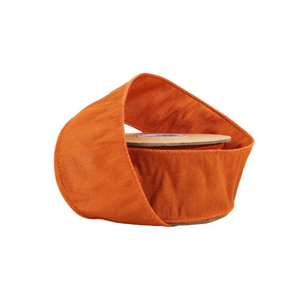 2 1/2" Wired Dupioni Ribbon | 10 Yards | Burnt Orange LaRibbons and Crafts