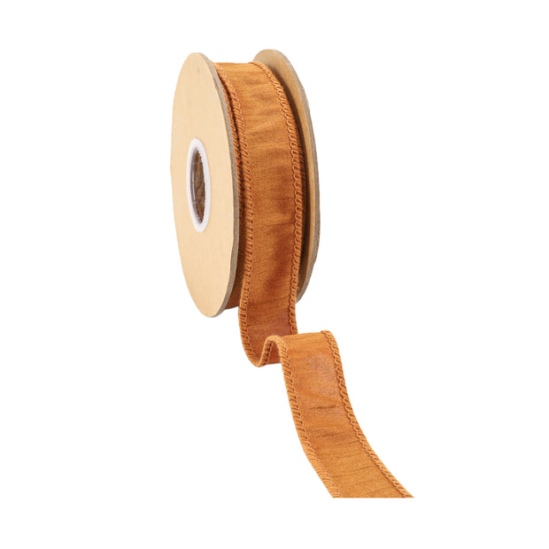 1" Wired Dupioni Ribbon | 10 Yards | Copper Brown