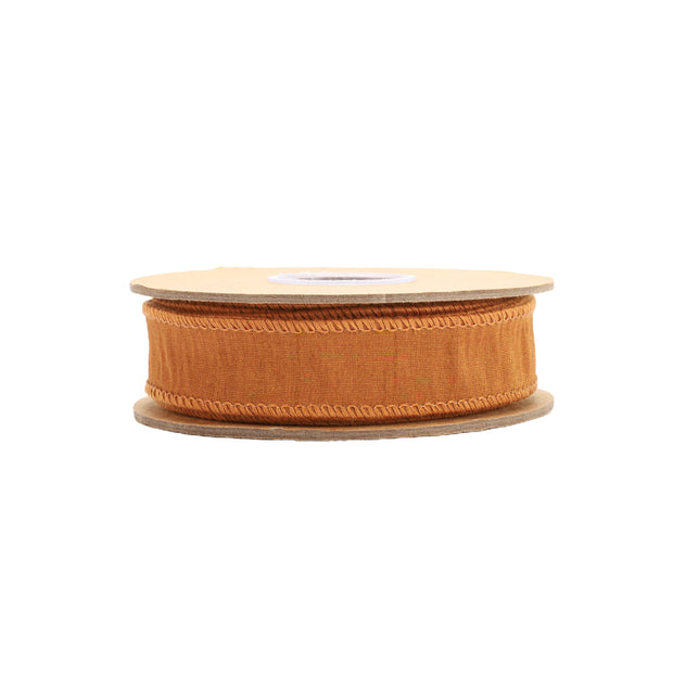 1" Wired Dupioni Ribbon | 10 Yards | Copper Brown