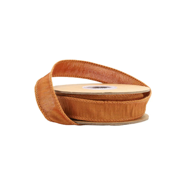 1" Wired Dupioni Ribbon | 10 Yards | Copper Brown LaRibbons and Crafts