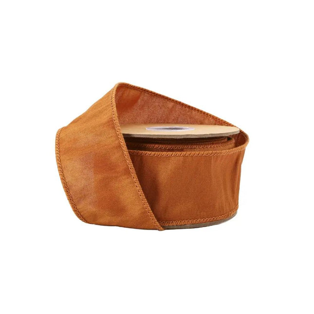 2 1/2" Wired Dupioni Ribbon | 10 Yards | Copper Brown LaRibbons and Crafts