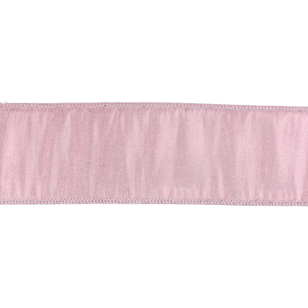 2 1/2" Wired Metallic Dupioni Ribbon | Pale Pink | 10 Yard Roll