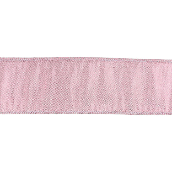 2 1/2" Wired Metallic Dupioni Ribbon | Pale Pink | 10 Yard Roll