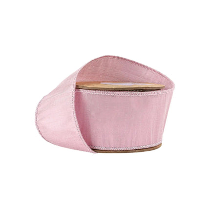 2 1/2" Wired Metallic Dupioni Ribbon | Pale Pink | 10 Yard Roll LaRibbons and Crafts