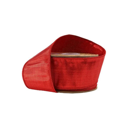 2 1/2" Wired Metallic Dupioni Ribbon | Red | 10 Yard Roll LaRibbons and Crafts