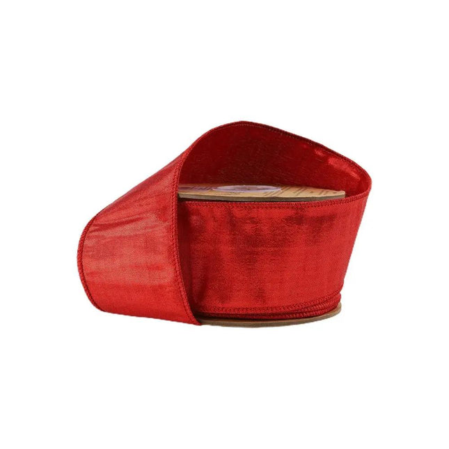 2 1/2" Wired Metallic Dupioni Ribbon | Red | 10 Yard Roll LaRibbons and Crafts