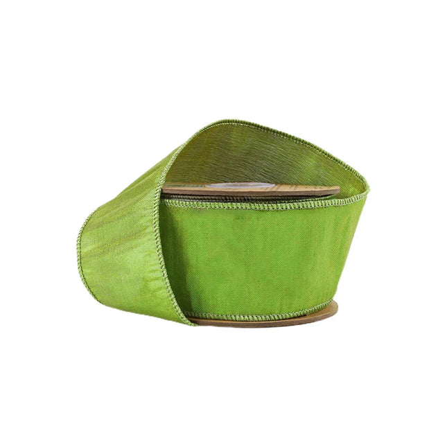 2 1/2" Wired Metallic Dupioni Ribbon | Apple Green | 10 Yard Roll LaRibbons and Crafts