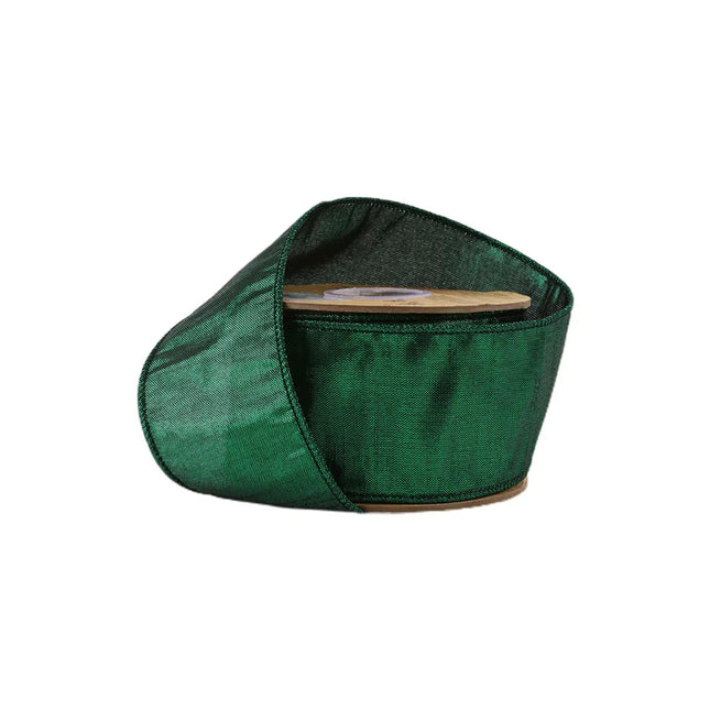 2 1/2" Wired Metallic Dupioni Ribbon | Dark Green | 10 Yard Roll LaRibbons and Crafts