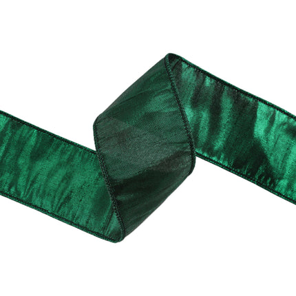 2 1/2" Wired Metallic Dupioni Ribbon | Dark Green | 10 Yard Roll LaRibbons and Crafts