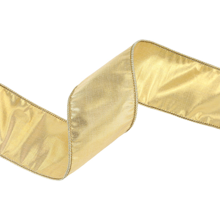 2 1/2" Wired Metallic Dupioni Ribbon | Gold | 10 Yard Roll