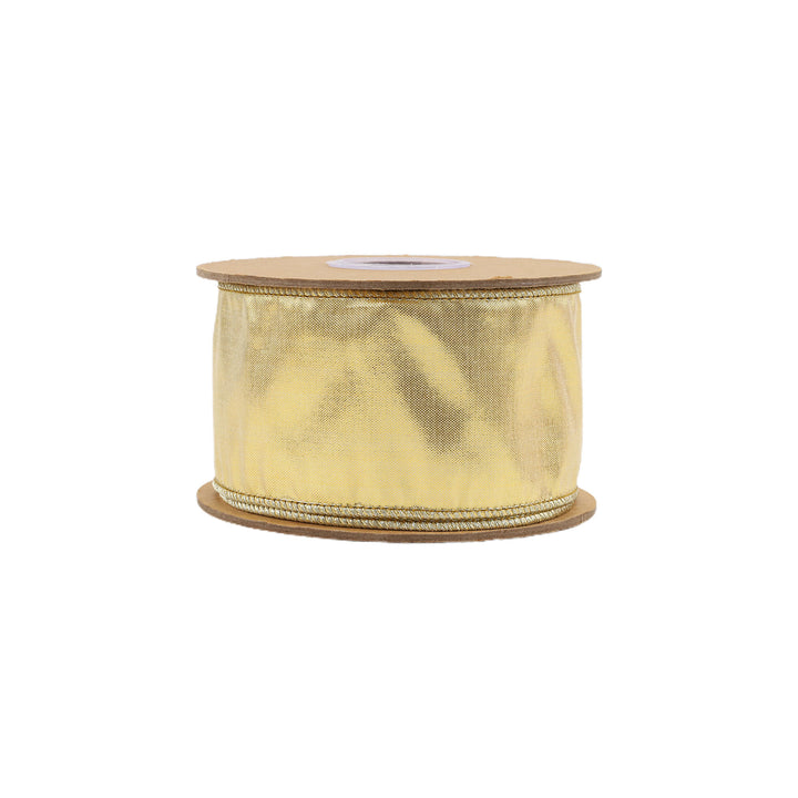 2 1/2" Wired Metallic Dupioni Ribbon | Gold | 10 Yard Roll