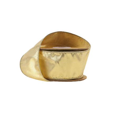 2 1/2" Wired Metallic Dupioni Ribbon | Gold | 10 Yard Roll LaRibbons and Crafts