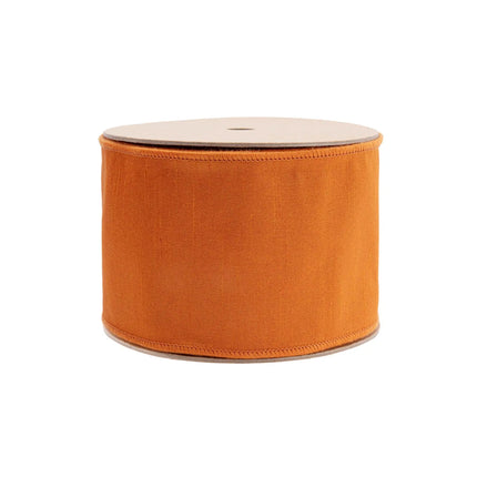 Two-tone orange and black wire-edged dupioni ribbon, great for Halloween decor