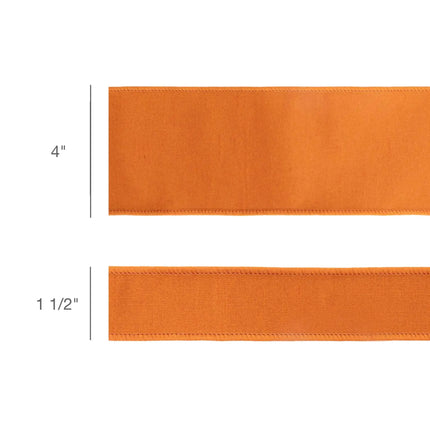 4" & 1 1/2" orange wired dupioni ribbon (two widths) — perfect for autumn decor, harvest-themed gift wrapping, and seasonal craft accents.