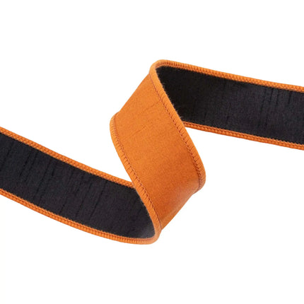 2 1/2" Halloween Bias Plaid and 1 1/2" Double Fused with 2 1/2" Gold Dupioni Ribbon Bundle | 3 Rolls | 30 Yards