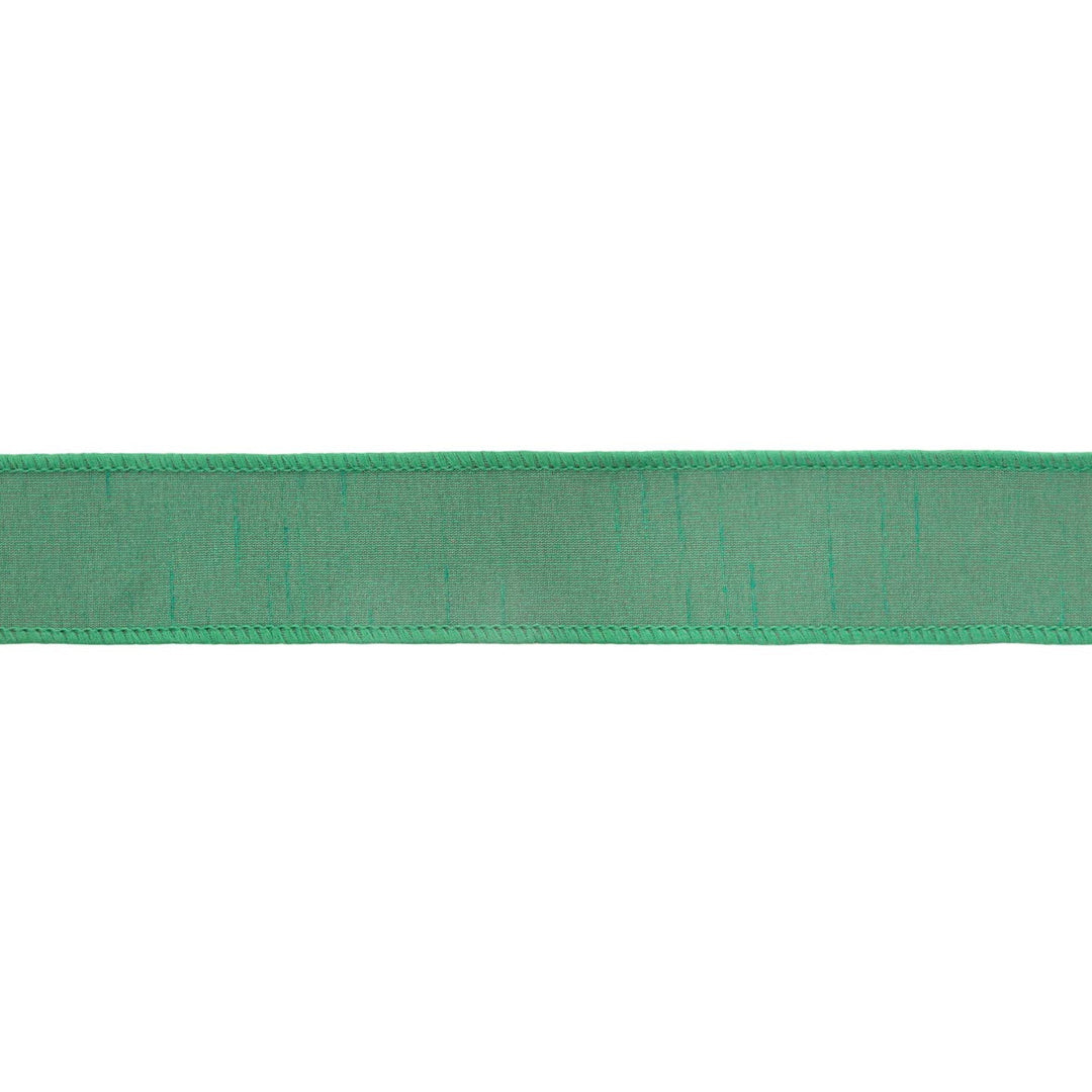 1 1/2" Wired Double-fused Dupioni Ribbon | Red/Green | 10 Yard Roll