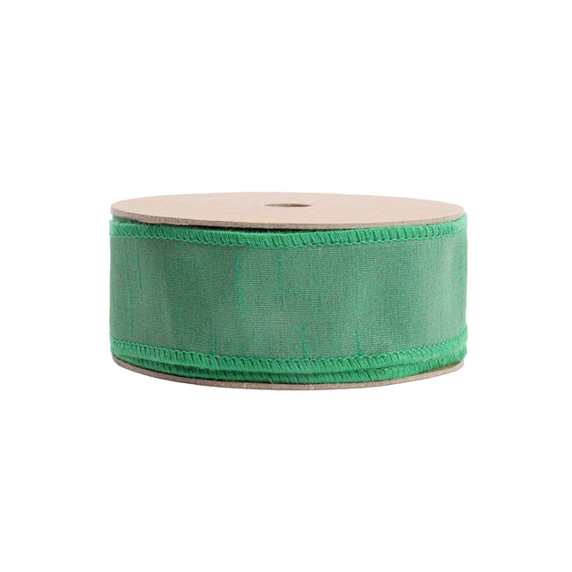 1 1/2" Wired Double-fused Dupioni Ribbon | Red/Green | 10 Yard Roll LaRibbons Wholesale
