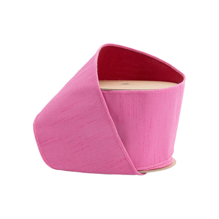 4" Wired Double-fused Dupioni Ribbon | Red/Hot Pink | 10 Yard Roll LaRibbons Wholesale