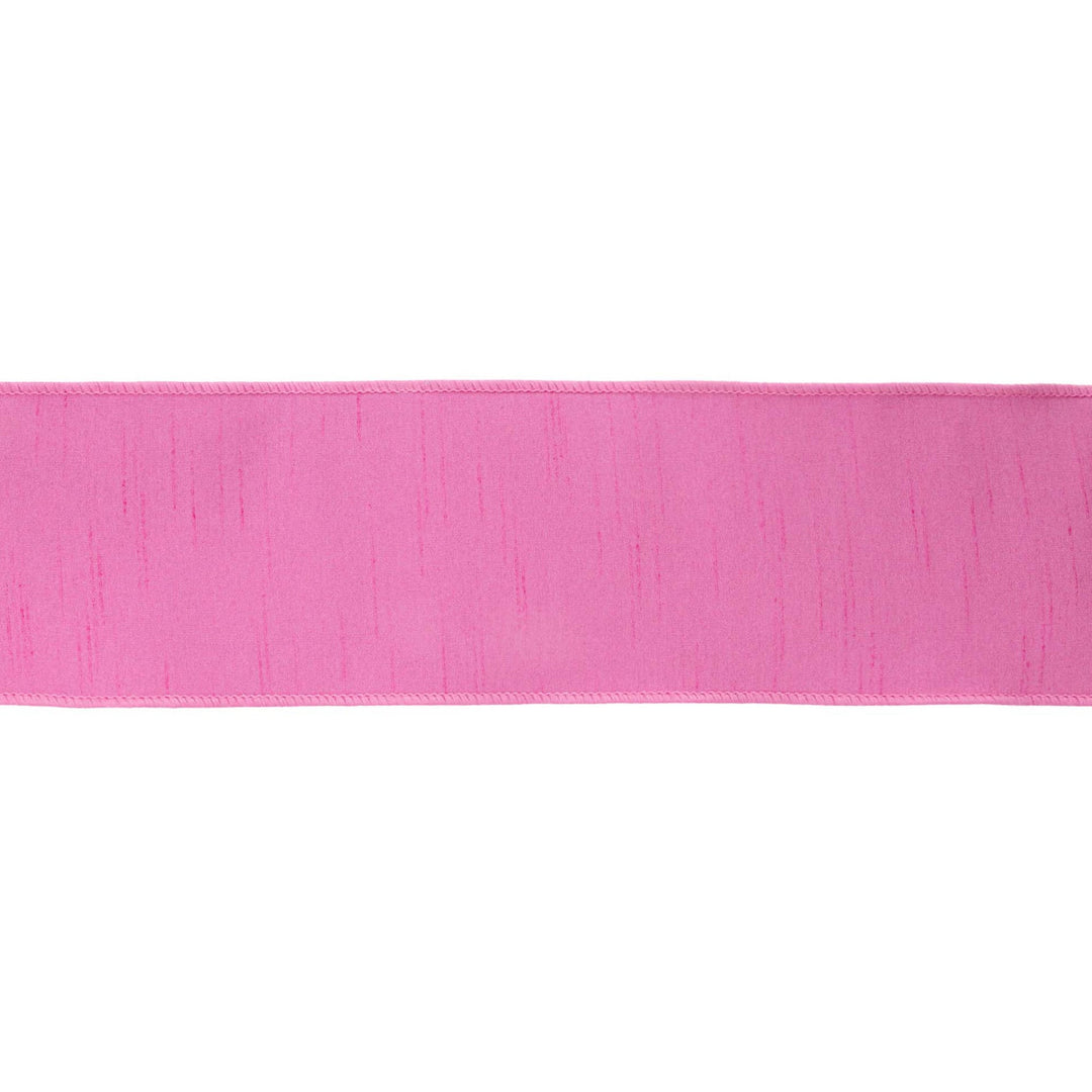 4" Wired Double-fused Dupioni Ribbon | Red/Hot Pink | 10 Yard Roll