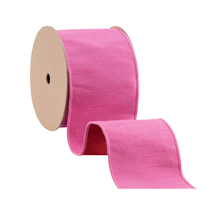 4" Wired Double-fused Dupioni Ribbon | Red/Hot Pink | 10 Yard Roll LaRibbons Wholesale