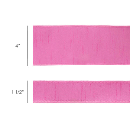 4" Wired Double-fused Dupioni Ribbon | Red/Hot Pink | 10 Yard Roll LaRibbons Wholesale