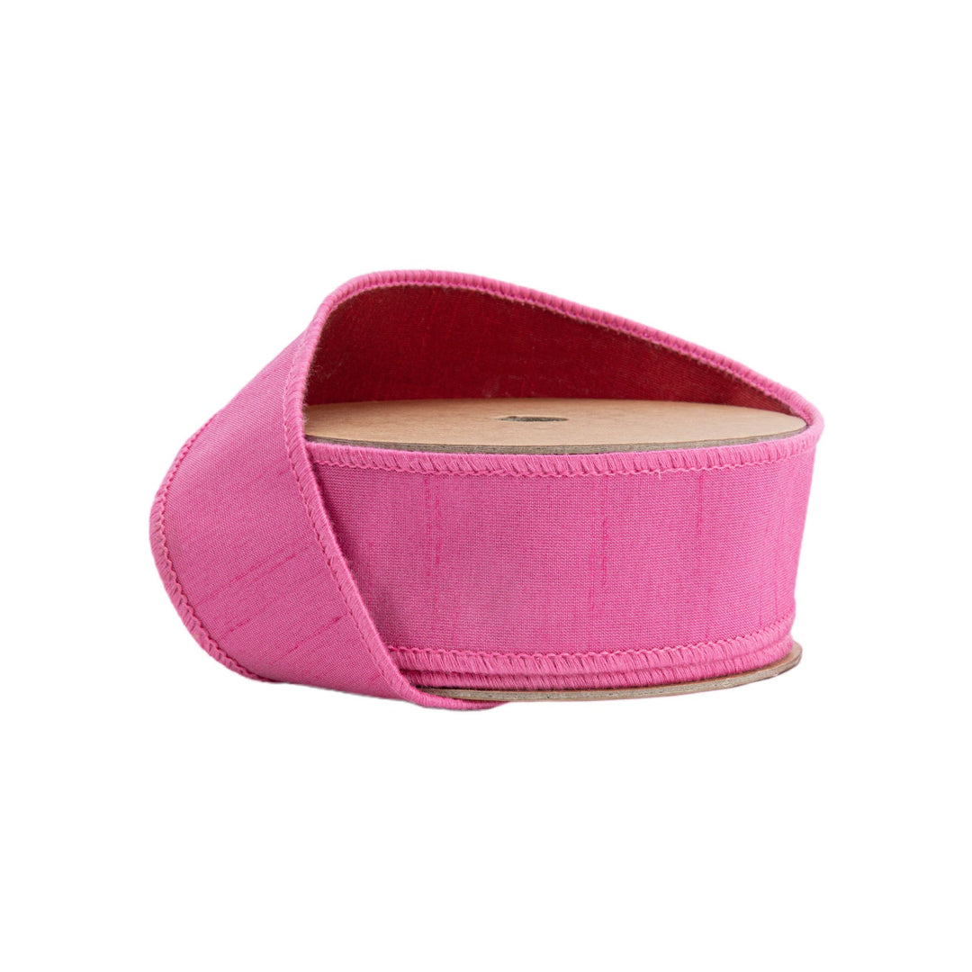 1 1/2" Wired Double-fused Dupioni Ribbon | Red/Hot Pink | 10 Yard Roll LaRibbons Wholesale